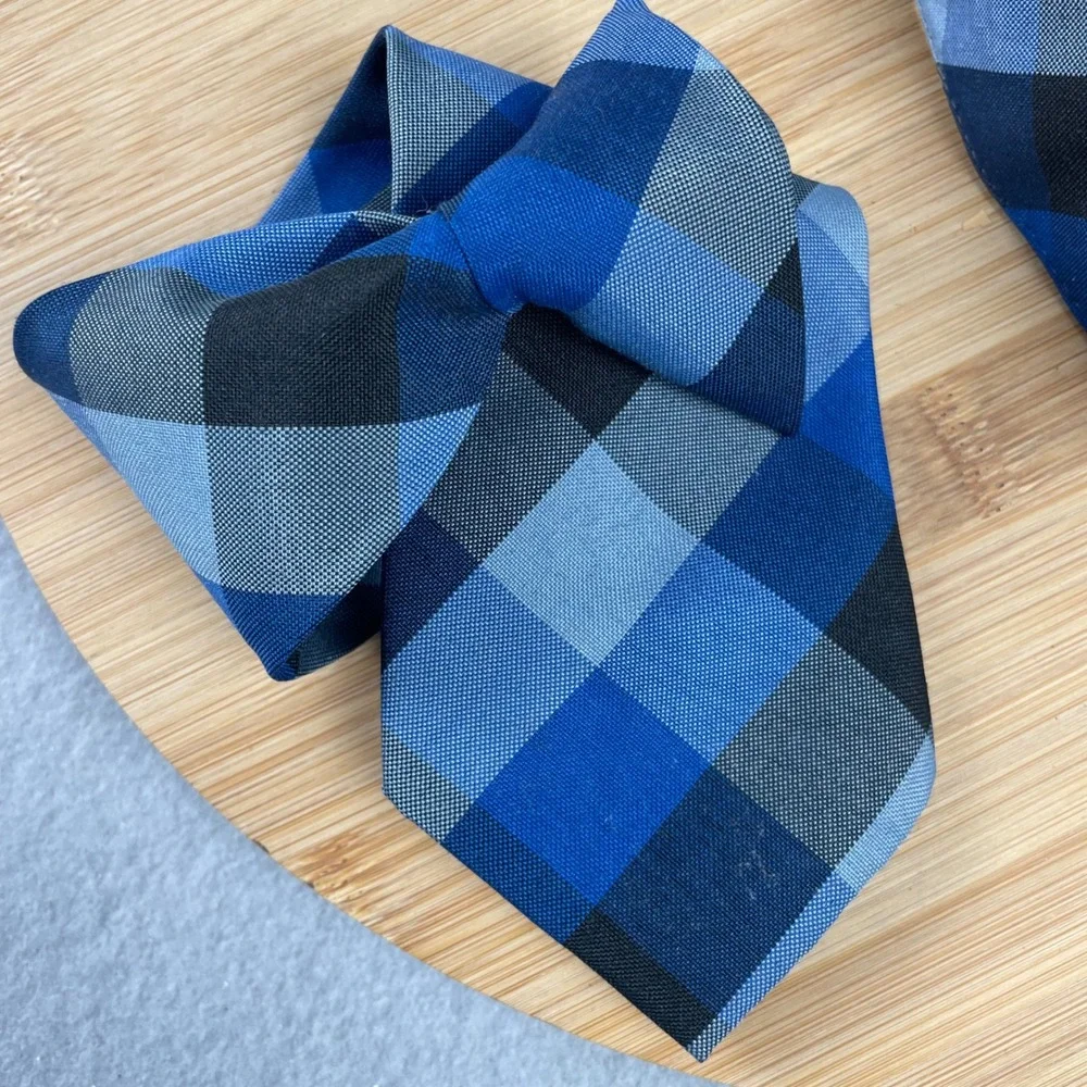 Dennis Uniforms Kids Blue Plaid Hastings School Uniform Clip On Tie Made in USA